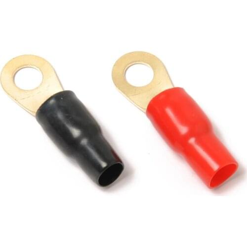 2 Pairs 4 AWG Car Electronics Ring Terminals Connectors Brass Contact