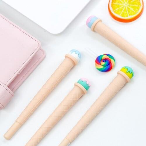24PCS 0.5mm Black Cute Signature Pen Student Prize Ice Cream Gel Pen Stationery Kawaii School Supplies