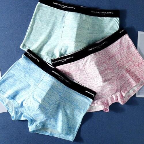 3pcs/lot Fashion Casual Cotton Men Boxer Underwear Solid Print Boxers Hombre Comfort Underpants Soft Breathable Male Panties