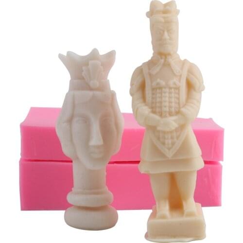 3D Terracotta Warriors and Horses Candle Silicone Molds Chinese Ancient Standing Soldiers' Candle Mold Home DIY Art Crafts Decor
