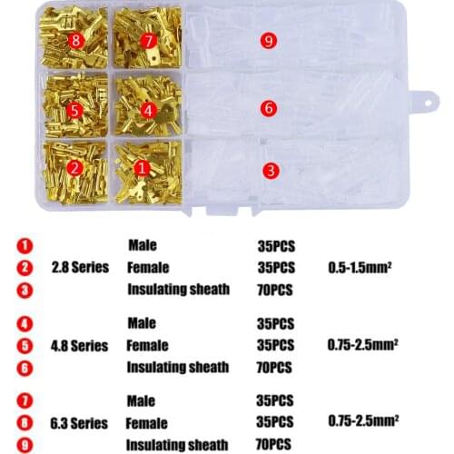 420Pcs 2.8/4.8/6.3mm Male Female Spade Connectors Wire Crimp Terminal Block with Insulating Sleeve Assortment Kit