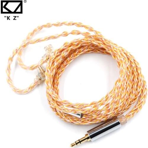 KZ Earphones 8 Core Cable Gold Silver Copper Mixed Upgrade Cable 2Pin 3.5mm Plug For KZ ZSN ZSN PRO ZSX ZAX ZS10 PRO