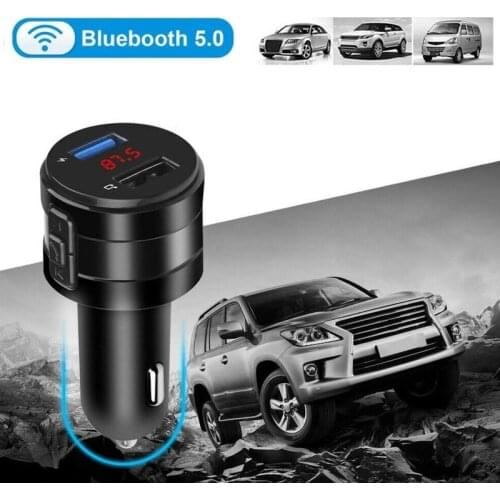 Wireless Bluetooth V5.0 Car Fm Fm Transmitter Music Dual Player Car Adapter Usb Radio Charging Auxiliary Broadcast Kit I6U8