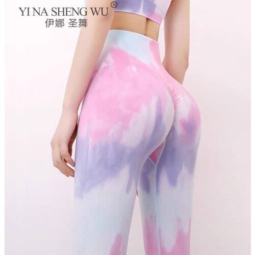 Tie Dying Seamless High Waist Leggings Women Yoga Trousers Running Workout Clothes Fitness Sports Shorts Sportswear Yoga Pants