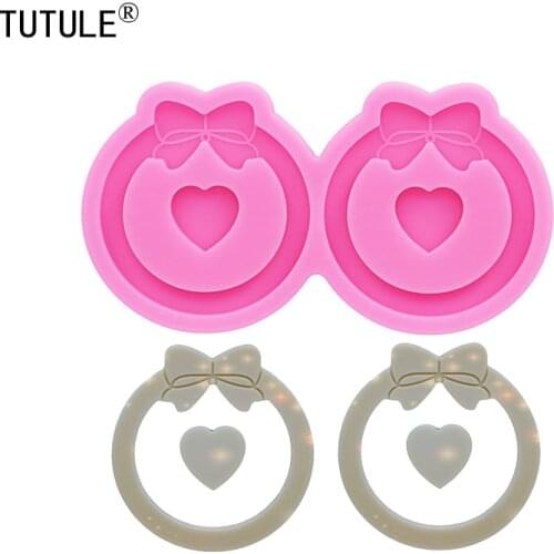Shiny Circle Bow Earrings Silicone Mold DIY keychain Polymer Clay Epoxy Resin Jewelries Making Tools Fondant Cake Chocolate Mold
