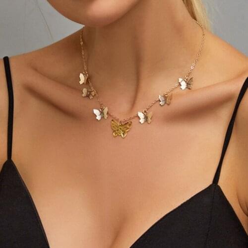 Boho Butterfly Choker Necklaces for Women Girls Gold Silver Color Clavicle Chain Small Animal Chocker Necklace Bijoux Collar
