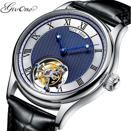 GIV Fashion Tourbillon Men Mechanical Wristwatches Watch for Men Skeleton Sapphire Waterproof 2021 Luxury Watces Male Clock