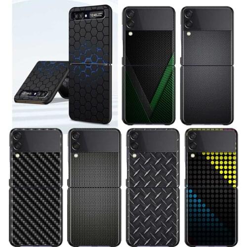 Carbon Fiber Luxury Phone Case For Samsung Galaxy Z Flip 3 5G Z Flip3 Cover Mobile Phone Hard PC Coque Fundas