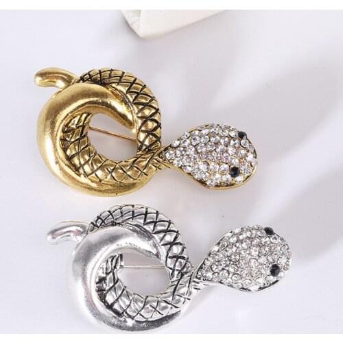 Women Men Crystal Snake Brooch Cute Animal Snake Brooch Suit Lapel Pin Fashion Jewelry Accessories