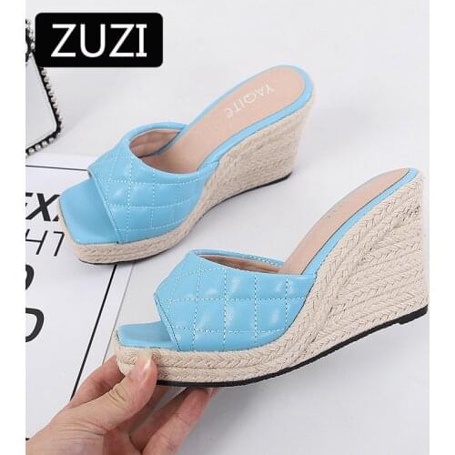 ZUZI Women Sandals 2021 New Heels Woman Slippers Platform Wedges Shoes Ladies Summer Slides Mujer Flip Flops Plus Size 35-46