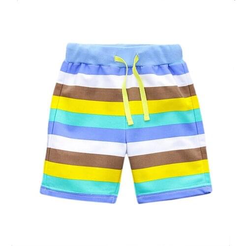 Little Maven New Summer Brand Children Cute Colourful Striped Quality Cotton Knitted Boys Casual Loose Elastic Waist Shorts