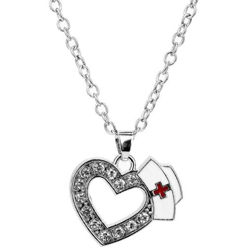 Love Prayer Heart And Hat Pendant Necklace Nurse Medical Student Necklace Fashion Jewelry