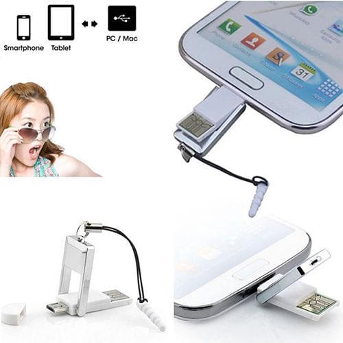 Mini 2 In 1 Micro USB 2.0 OTG Adapter + Micro SD TF Card Reader for Samsung PC