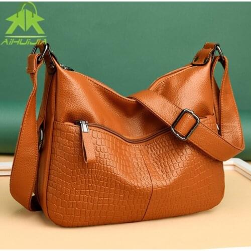 Fashion Womens Crocodile Pattern Shoulder Bag High Capacity Messenger Bag 2021 New High Quality Pu Leather Travel Women Handbag