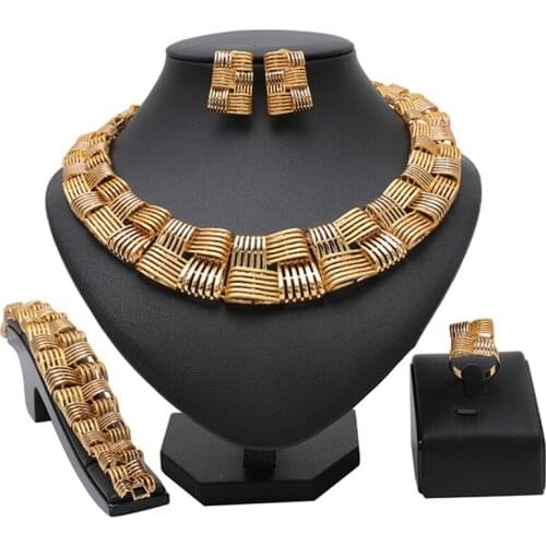 Longqu Fashion 2020 African New design Jewelry Set Nigerian Woman Wedding jewelry set Dubai Gold Colorful Jewelry Sets Wholesale