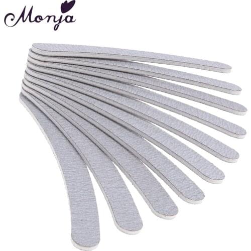 Monja 10pcs Nail Art Banana Shaped Curved Sanding File 100/180 Grit Sand Paper for Gel Polish Tips Buffing Polishing Shaping Kit