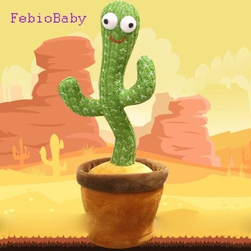 Desk Plush Toy Electronic Shake Dancing toy with the english songs plush cute Dancing Cactus Early Education Toy For children