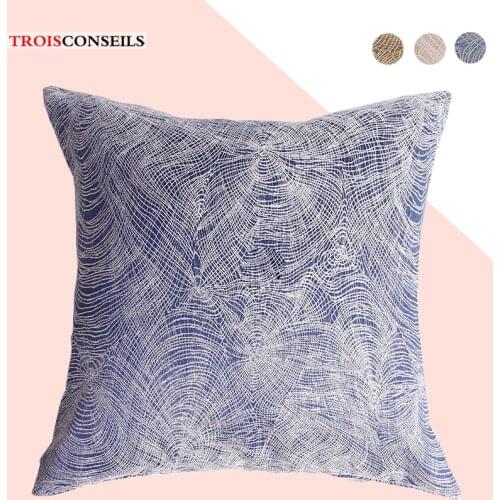 Home Decor Jacquard Cushion Cover Navy /White Geometric Sofa Couch Bed Throw Pillows Covers Without Core 45X45cm