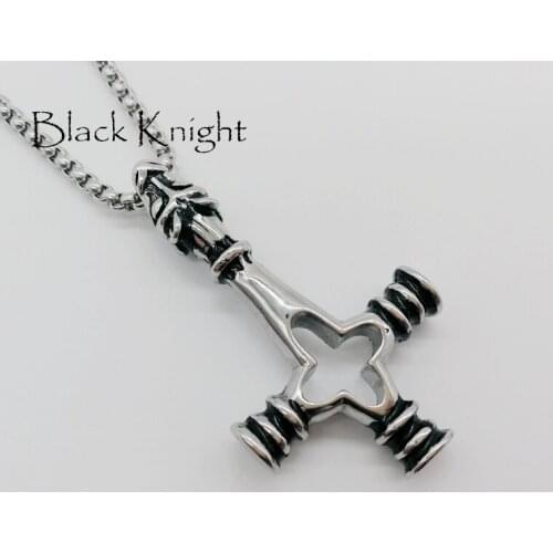 2021 new Hollow out cross pendant necklace Retro silver color stainless steel carved cross necklace men stylish jewelry BLKN0590