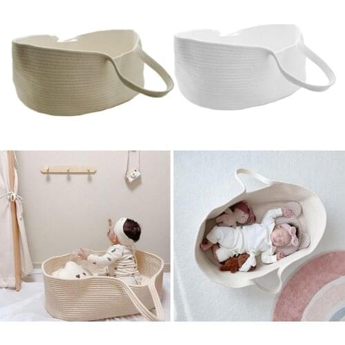 Portable Baby Moses Basket Carrier Cotton Rope Woven Crib Newborn Sleeping Bed Cradle Bassinet Nursery Decoration hot