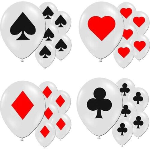 Spades/Hearts/Clubs/Diamonds Latex Balloon Casino Cards Dice Poker Party Decor Playing Cards Poker Aluminum Film Balloon