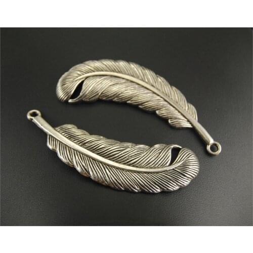 5pcs 23x79mm Zinc Alloy Stripe Pattern Carved Silver Color Feather Plumage Charms Pendants A642