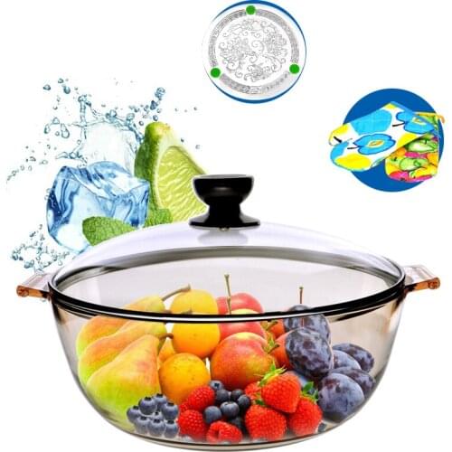 Large capacity 4.2l transparent glass soup pot hot pot sauceboxes microwave heated induction soup pot