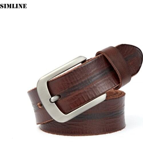 Genuine Leather Belt Men High Quality Designer Cowhide Pin Buckle Luxury Belts For Jeans Vintage Classic Casual Strap For Male