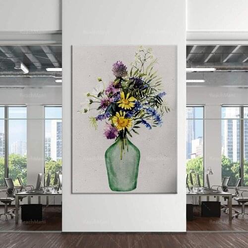 Wildflower Print Art, Wildflower Bouquet Art Vase Watercolor Wildflower Print, Summer Bouquet Art Decoration Poster