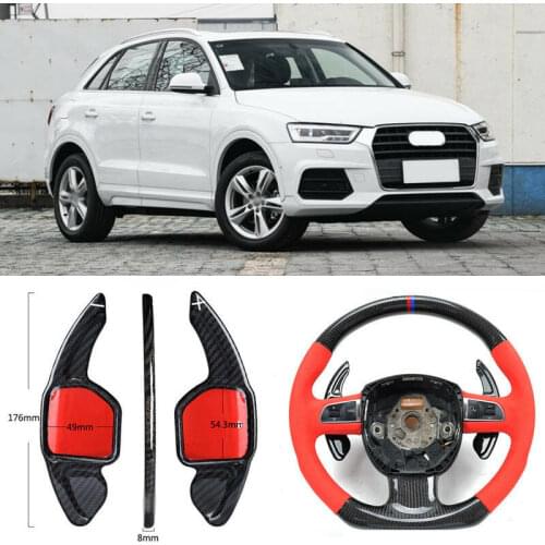 Carbon Fiber Gear DSG Steering Wheel Paddle Shifter Cover Fit For Audi Q3 2013-2018