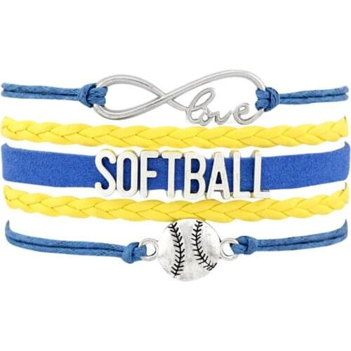 Softball Baseball Sports Love Infinity Charm Bracelets Women Men Boy Unisex Girl Jewelry Gift Blue Cusomize 35 Styles to Choose