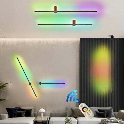 Modern Creative Remote RGB LED Wall Lamp Nordic Sofa Background Wall Mirror Lamp Living Room Home Decor Indoor lighting