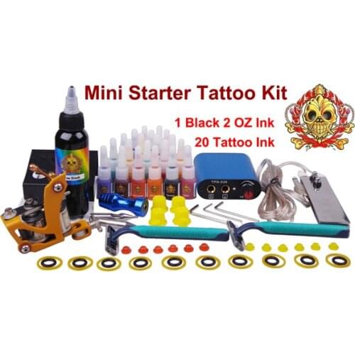 Mini starter Tattoo kit complete tattoo tool equipment Body Art high quality tattooink 1machines 20colors YLT-102