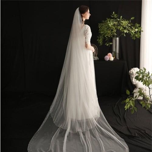 3M Pearls Bridal Long Veil with comb Two Layer White Color Wedding Accessories Veils for brides