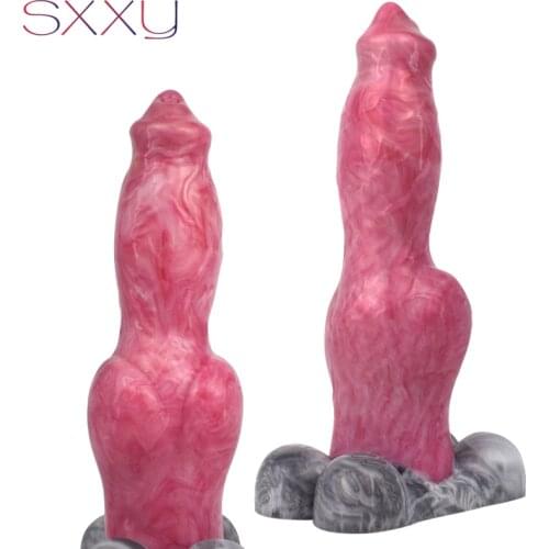 SXXY Gory Dog Dildo with Big Knot for Women Masturbate German Shepherd Stuffed Fantasy Penis Animal Anal Sex Toys Butt Plug