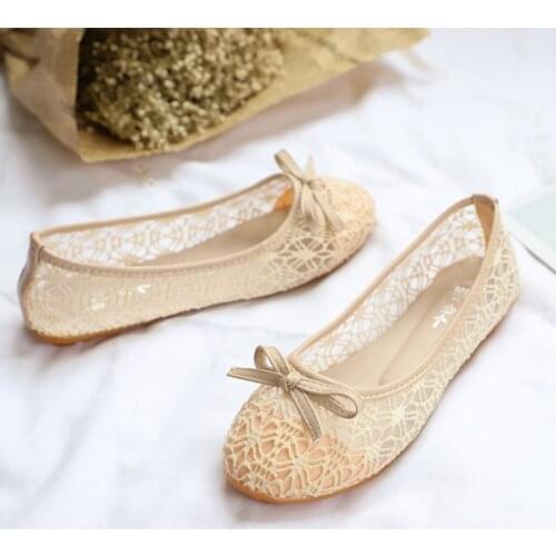 Womens Shoes 2020 Summer Ladies Boat Shoes Slip On Ballerina Ladies Shallow Flat Shoes Casual Breathable Flats Bow tied