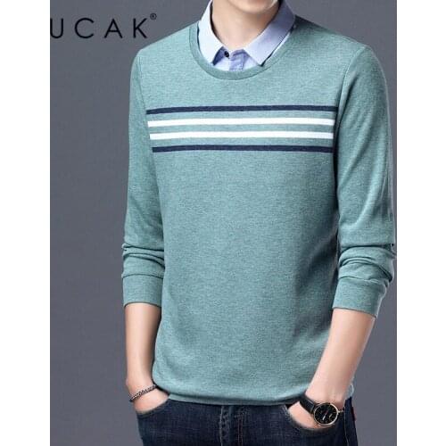 UCAK Brand Striped Long Sleeve T Shirt Men Clothes Spring Autumn New Arrivals Tops Pure Cotton Streetwear T-Shirt Clothing U5390