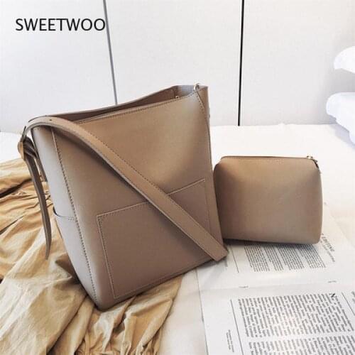 Large Capacity Women Shoulder Bags Designer Brand Handbags Luxury Pu Leather Crossbody Bag Casual Tote Buckets Bag Purse