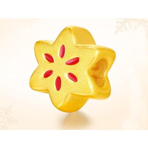 High Quality Pure 24K Yellow Gold Bracelet Women 3D 999 Gold Snowflake Bracelet