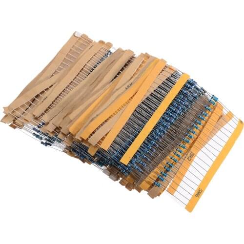 1280pcs 1 Ohm - 10M Ohm 1/4W Metal Film Resistors Assortment Kit Electrical Metal Resistor 64 Values High Precision