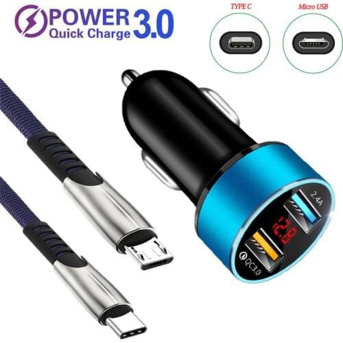 Cargador móvil USB Dual para OPPO Find X2, A5, A7, A8, A9, 3,0, Realme 3, 5, 6, 7 Pro, C3, Cable Micro USB tipo C, QC 2020