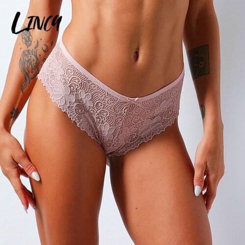 Sexy Panties For Women Low-waist Lace Bow Underwear Hollow Flower Breathable Briefs Plus Size Seamless Underpants Lingerie Pants
