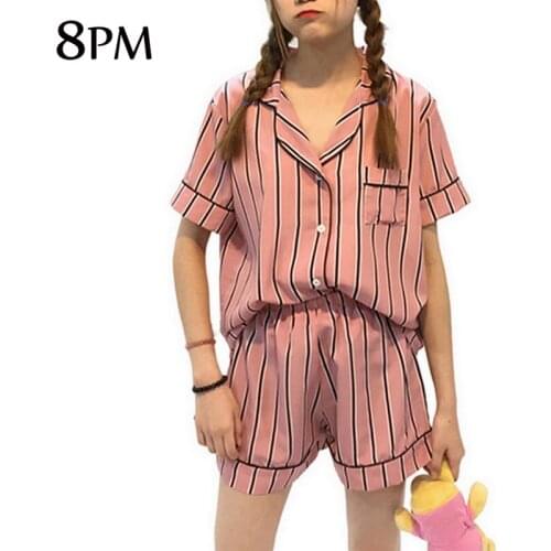 Women Pajamas Sets Sleepwear 2 Pieces Set Shirt+Shorts Striped Casual Pajama Set Sleepwear loungewear women Pjs