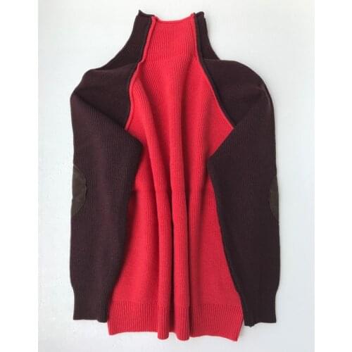 Small Size Womens Sweater Winter Warm Turtleneck Long Sleeve Hit Color Patchwork Knitted Pullover Sweaters Femme Women Jumpers