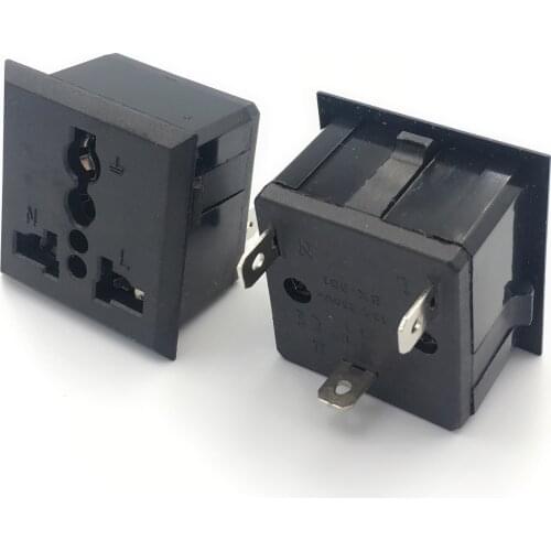 1 Pcs/Lots AC 250V 13A US USA UK EU Euro AU Panel Mount Snap in Universal Power Socket Outlet Receptacle Black/White
