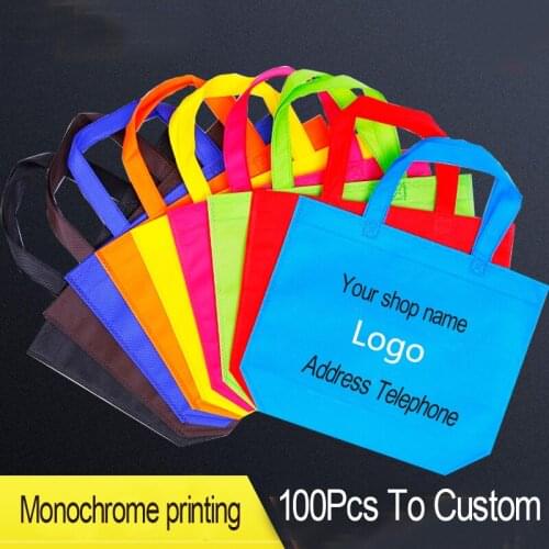 100pcs Clothes Shopping Bag With handle Reusable Cloth Fabric Grocery Packing Hight Design Healthy Tote Handbag With Custom Logo