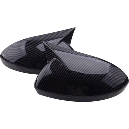 2Pcs Car Ox Horn Rearview Door Mirror Cover Trim Cap Shell Carbon Fiber Style Black ABS Fit for Nissan Altima 2019 2020