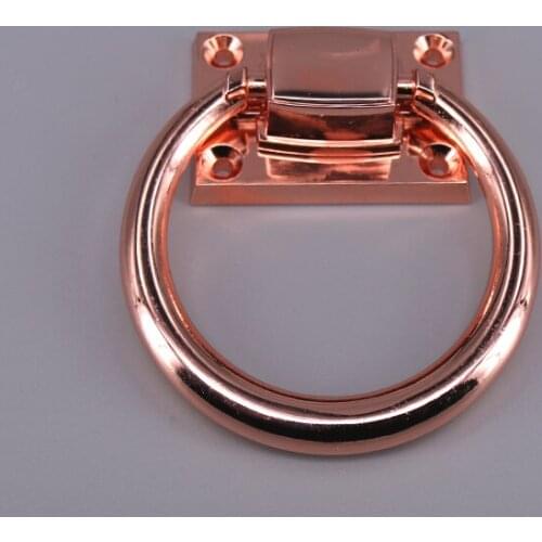 2PCS Zinc alloy Wardrobe Cupboard Pull Handle Door Knocker , Drop Rings Pull Rose Gold for Wooden Door Dining Chair