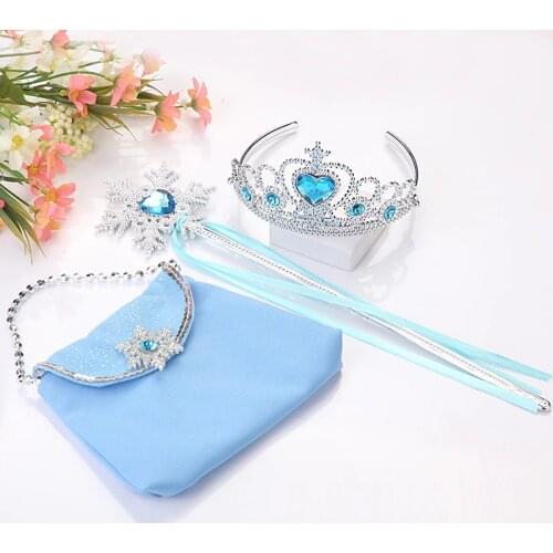 2pcs Disney Frozen Elsa handbag princess cute bag peach heart snowflake coin bag girl handbag crown magic wand doll Accessories