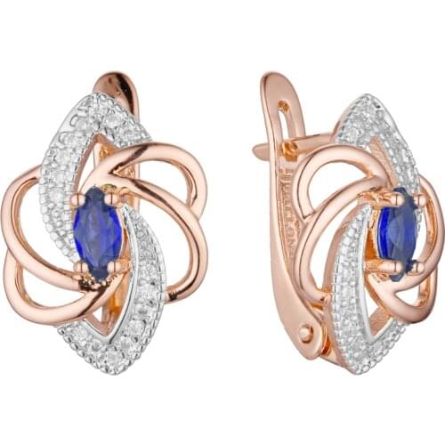 2021 Blue Stone Big Earring Luxury Jewelry 585 Gold Office Style Cubic Zircon Fashion Korean Earrings